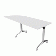 Table de réunion NET, plateau abattant avec retour - Mobel Linea - Alu, Blanc, Gauche_9