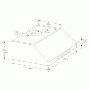 Hotte aspirante 1200 - Acier inoxydable 430 - 1530 m³/h - 5 filtres à lamelles - Référence 7227.0010_9