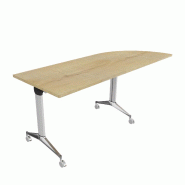 Table de réunion NET, plateau abattant avec retour - Mobel Linea - Alu, Droite, Chêne veiné_9