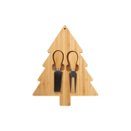 Set Noël de couteaux à fromage - Planche en forme de sapin en bambou avec 2 couteaux en inox_9