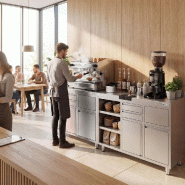 Meuble inox pour machine à café - 1200 x 600 mm - 2 tiroirs - Étagère réglable gauche_9