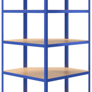 Vidaxl étagères à 5 niveaux 3 pcs bleu acier et bois d'ingénierie 3154184_9