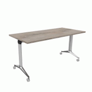 Table à plateau rabattable NET - Mobel Linea - Argent Ral 9006, 150, Chêne grisé_9