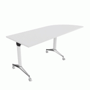 Table de réunion NET, plateau abattant avec retour - Mobel Linea - Blanc, Blanc, Droite_9