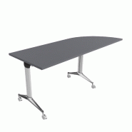 Table de réunion NET, plateau abattant avec retour - Mobel Linea - Alu, Anthracite, Droite_9