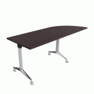 Table de réunion NET, plateau abattant avec retour - Mobel Linea - Alu, Wenge, Droite_9