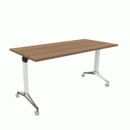 Table à plateau rabattable NET - Mobel Linea - Blanc 9010, 120, Acacia foncé_9