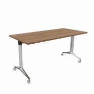 Table à plateau rabattable NET - Mobel Linea - Argent Ral 9006, 150, Acacia foncé_9