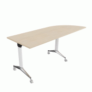 Table de réunion NET, plateau abattant avec retour - Mobel Linea - Blanc, Chêne moyen , Droite_9