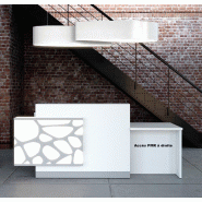 Banque d'accueil lumineuse Organic avec accès PMR - MDD - Blanc brillant, Droite_9