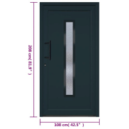 Vidaxl porte d'entrée anthracite 108x208 cm pvc 3157088_9