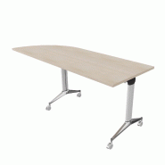 Table de réunion NET, plateau abattant avec retour - Mobel Linea - Alu, Acacia clair, Gauche_9