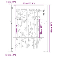 Vidaxl portail de jardin 105x155 cm acier corten design de bambou 153241_9