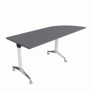 Table de réunion NET, plateau abattant avec retour - Mobel Linea - Blanc, Anthracite, Droite_9