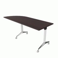 Table de réunion NET, plateau abattant avec retour - Mobel Linea - Blanc, Wenge, Gauche_9