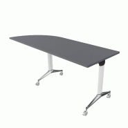 Table de réunion NET, plateau abattant avec retour - Mobel Linea - Blanc, Anthracite, Gauche_9