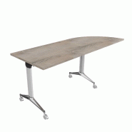 Table de réunion NET, plateau abattant avec retour - Mobel Linea - Alu, Droite, Chêne grisé_9