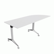 Table de réunion NET, plateau abattant avec retour - Mobel Linea - Alu, Blanc, Droite_9