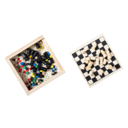 Set de jeux en bois 3 en 1 - Échecs, Parchisi et Dames - Couleur naturelle - 120g_9