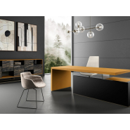 Bureau de direction intemporel et élégant - BOLD58 avec plateau épais et support en verre_9