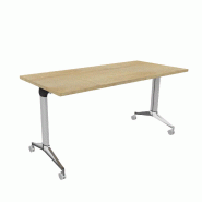 Table à plateau rabattable NET - Mobel Linea - Argent Ral 9006, 180, Chêne veiné_9