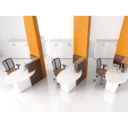 Banque d'accueil compacte et fonctionnelle - OVO pour petit espace avec plateau en verre