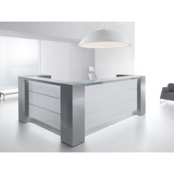Banque d'accueil moderne et lumineuse à éclairage LED - VALDE - avec configurations ergonomiques et options sur mesure
