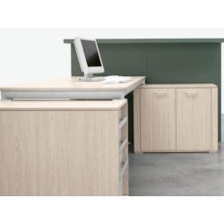 Banque d'accueil droite fonctionnelle et modulaire en bois - SHELTER - Design contemporain et personnalisable