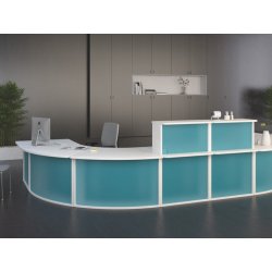 Banque d'accueil lumineuse ELEGANCE - Façade semi-transparente en plexi coloré acidulé