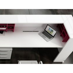Banque d'accueil lumineuse droite SALVE - Design contemporain avec éclairage LED et finition bois laqué
