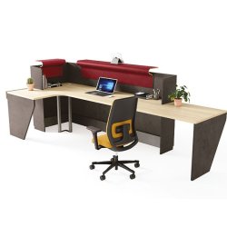 Banque d'accueil fonctionnelle et lumineuse - ATLAS - Design épuré avec éclairage LED et configurations modulables