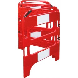 Barrière de chantier rigides pliables 4 pans - panneaux enclenchés 750 mm x 1000 mm - haute visibilité