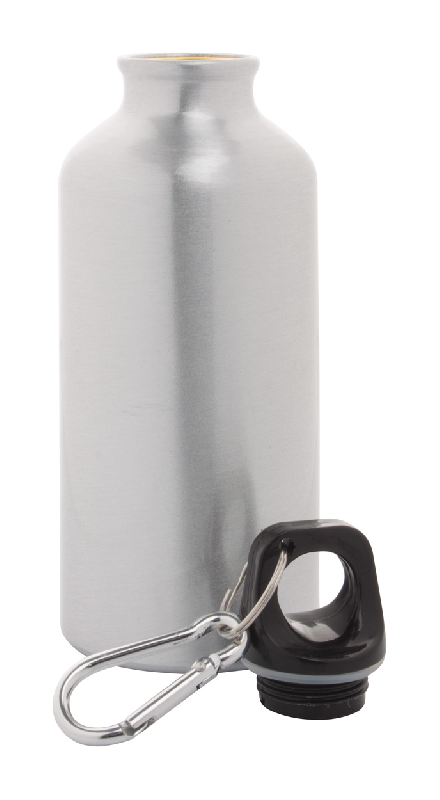 Gourde sport en aluminium - 400 ml avec mousqueton - Couleur argenté_1