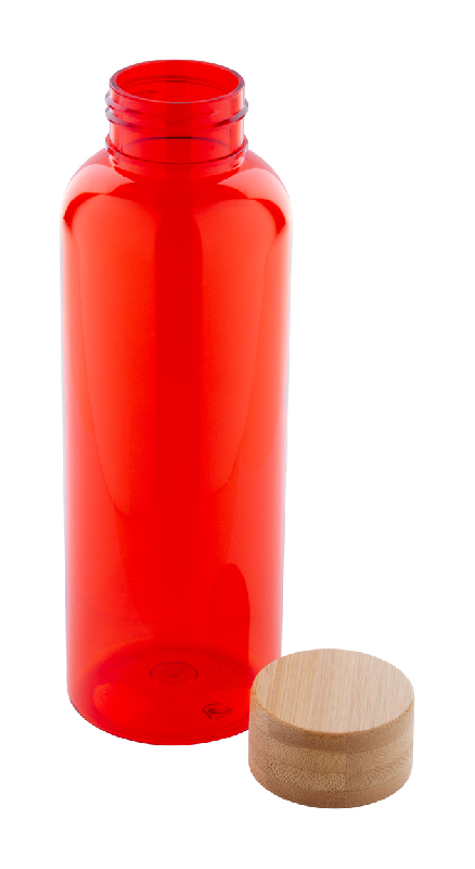 Bouteille en RPET - 500 ml avec couvercle en bambou - Sans BPA - Couleur rouge_1