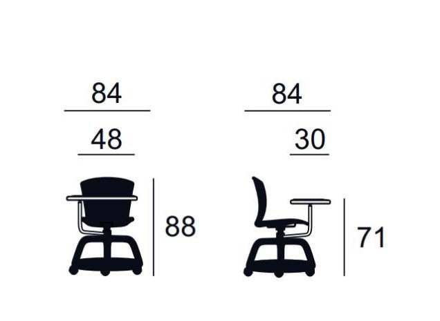 Chaise de conférence pratique et fonctionnelle avec tablette idéale pour les écoles et les espaces de formation - DELTA_1