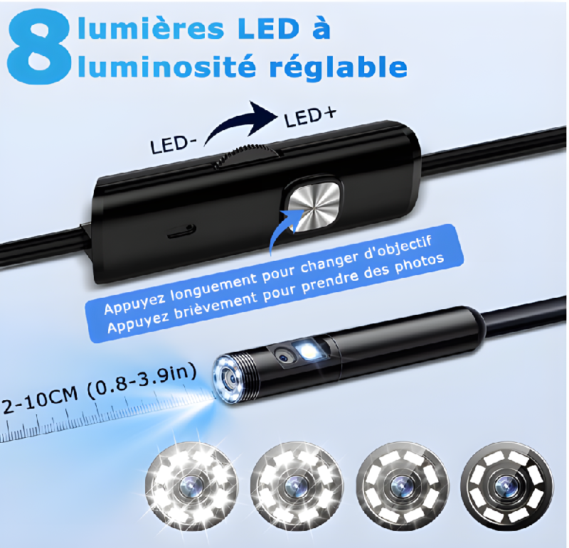 Endoscope USB étanche - dispositif d'inspection flexible avec caméra miniaturisée - Référence INSPECAM_1