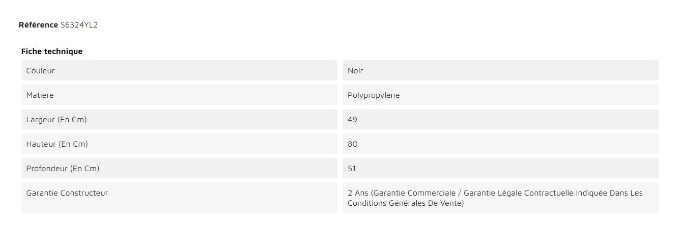 S6324YL2 - Chaises empilables en polypropylène anthracite - Weber Industries - largeur 49 cm_1