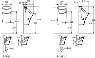 Urinoirs - Ideal Standard - à action siphonique - en porcelaine vitrifiée - modèle Axif - P268101_1