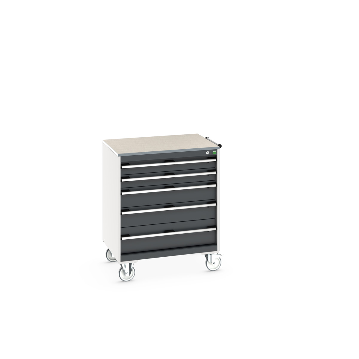 Armoire roulante Cubio SLR-868-5.1 - 5 tiroirs, dessus lino, châssis acier renforcé_0