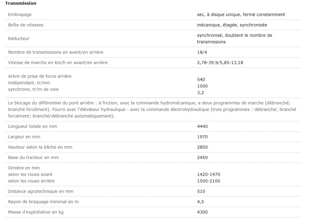 Belarus 952.3 - Tracteur agricole MTZ Belarus - 70 kW (95 CV) - Diesel turbo - Transmission 14/4_1