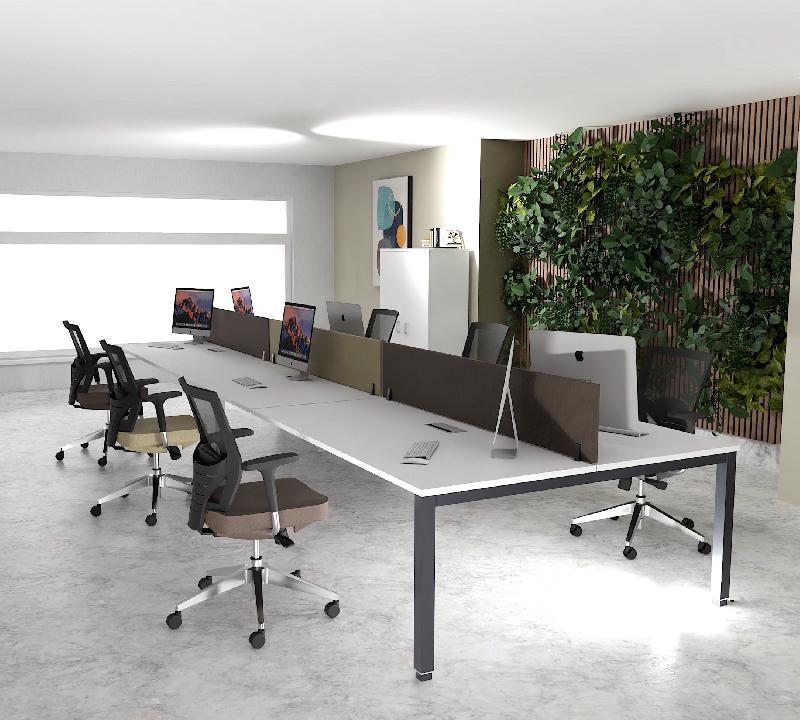 Bureau 6 personnes Tempo - Mobel linea - Anthracite, Blanc, 540_0