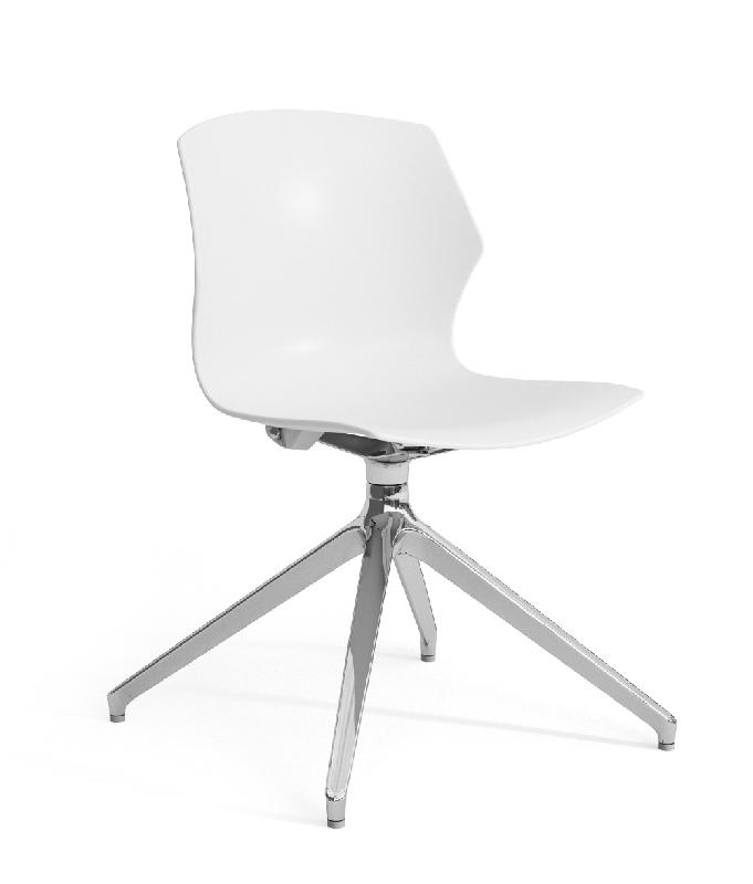Chaise de réunion Frill avec pied pyramidal - Mobel Linea. - Blanc_1