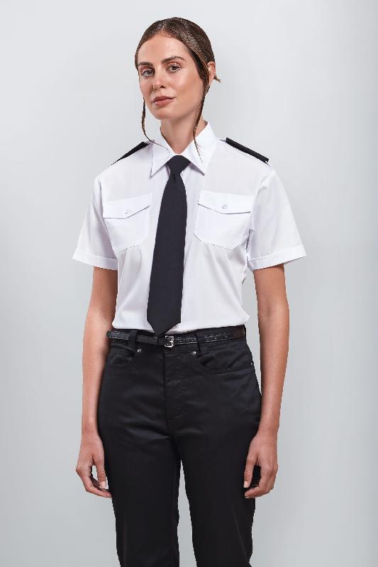 Chemise de travail femme manches courtes Pilote - Réf: PR312 - popeline polyester/coton, facile d'entretien_1