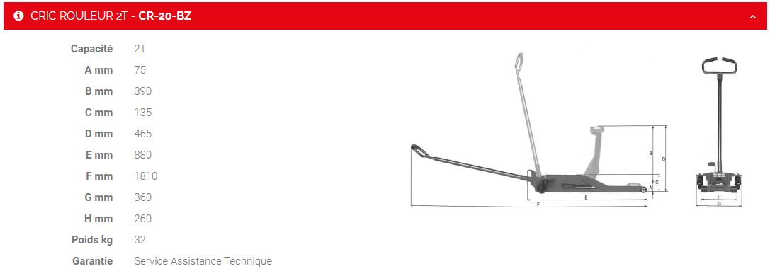 Cr-20-bz - Cric rouleur 2T - Sam Outillage - Confort et sécurité optimisés_1