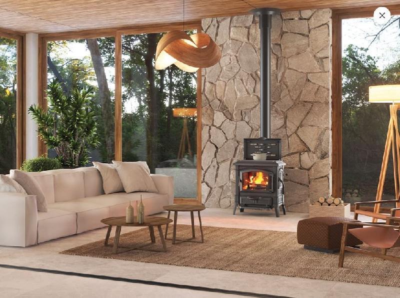 Poêle à bois en fonte nordica extraflame  isetta con cerchi evo 4.0 7.3kw_1