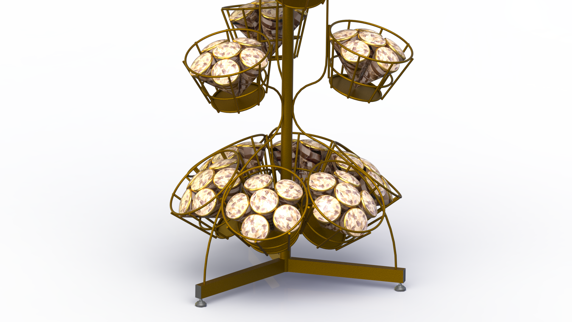 Présentoir mobile - 18 paniers en métal de Ø14cm - Pour cônes à chocolats_1