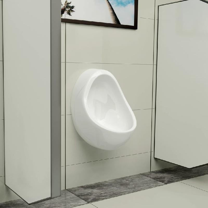 Vidaxl urinoir suspendu avec valve de chasse d'eau céramique blanc 143990_1
