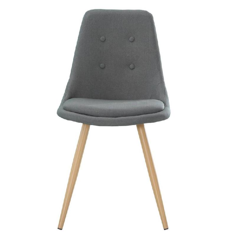 Chaise design scandinave MIDGARD - tissu gris graphite - structure en contreplaqué et pieds bois clair_1