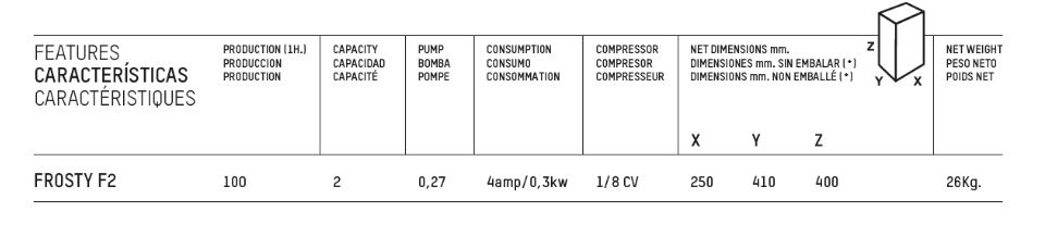 Machine à chantilly professionnelle Frosty F2 - ITV Ice Makers - Réservoir 2L - Production 100L/h_1