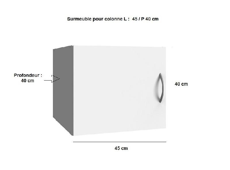 Surmeuble colonne de rangement LUND blanc mat - 45 x 40 cm - Profondeur 40 cm - Hauteur totale 225 cm_1